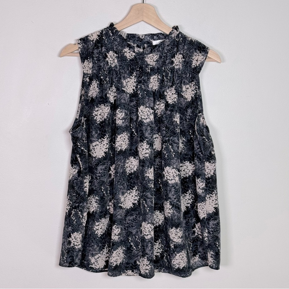 Joie‎ Women's Ruffle High Neck Sleeveless Top Baltic Print Size Large